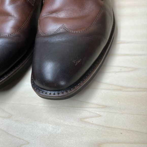 Ecco Mens Leather Lace Up Wingtip Brown Black Oxford Shoes Size EUR 46 US 13